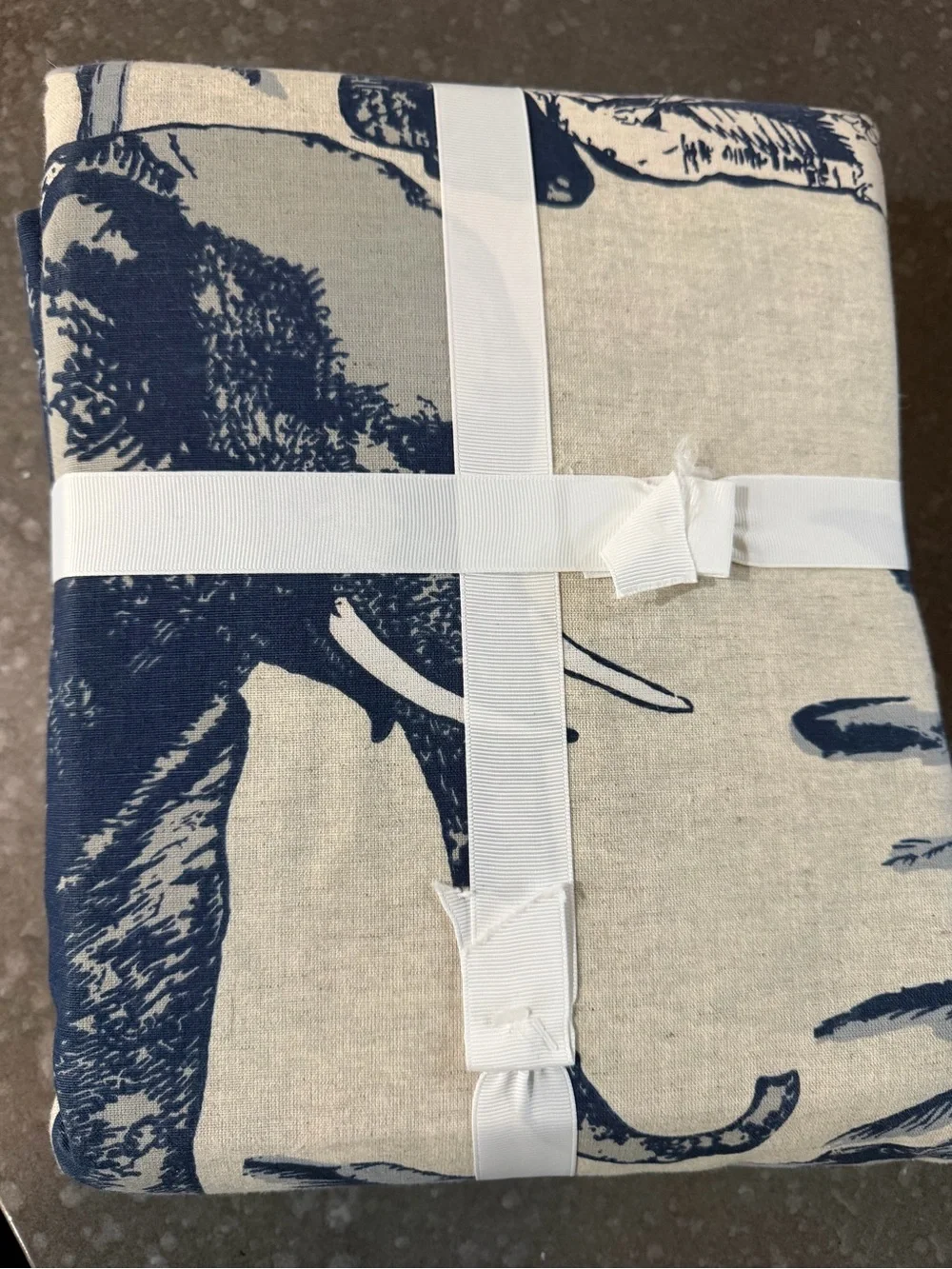 Pottery Barn Ari Duvet Cover in Navy and Cream